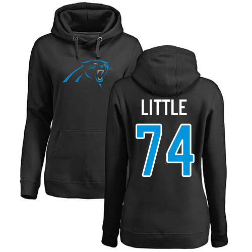 Carolina Panthers Black Women Greg Little Name and Number Logo NFL Football #74 Pullover Hoodie Sweatshirts